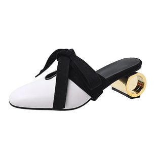 Women's Split Leather Pointed Toe Buckle Strap Closure Shoes