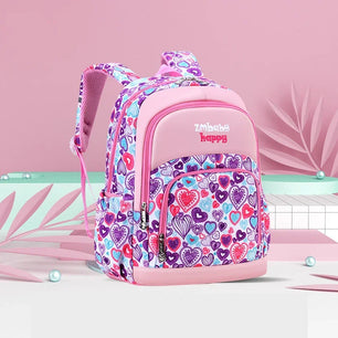 Kid's Nylon Zipper Closure Printed Pattern Trendy School Backpack