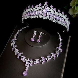 Women's Zinc Alloy Water Drop Bridal Wedding Crown Jewelry Sets