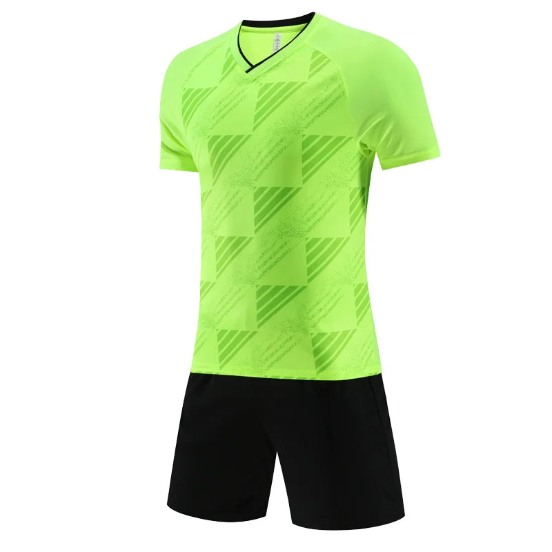 Men's Polyester O-Neck Short Sleeve Printed Breathable Sports Set