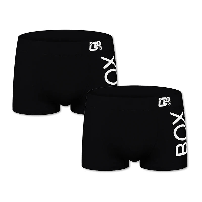 Men's 2 Pcs Cotton Letter Pattern Trendy Underwear Boxer Shorts