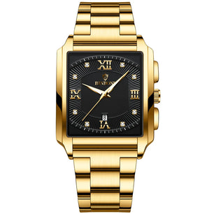 Men's Stainless Steel Folding Clasp Square Shaped Quartz Watches