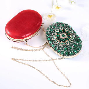 Women's PU Hasp Closure Rhinestone Pattern Luxury Wedding Clutch