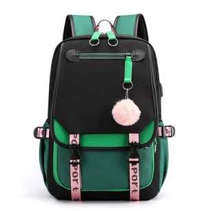 Kid's Polyester Zipper Closure Letter Pattern School Backpack