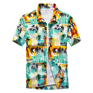 Men's Polyester Turn-Down Collar Short Sleeves Casual Wear Shirts