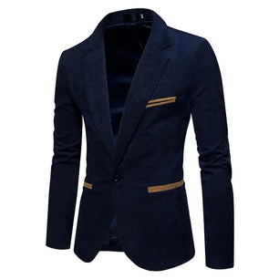 Men's Polyester Full Sleeve Single Button Closure Solid Blazer