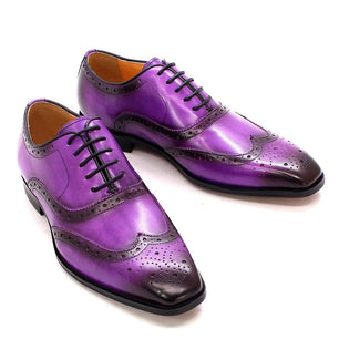 Men's Genuine Leather Pointed Toe Lace-up Closure Wedding Shoes