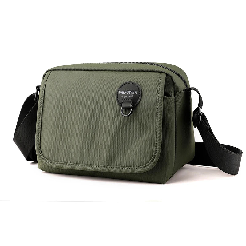 Men's Nylon Zipper Closure Solid Pattern Crossbody Shoulder Bag