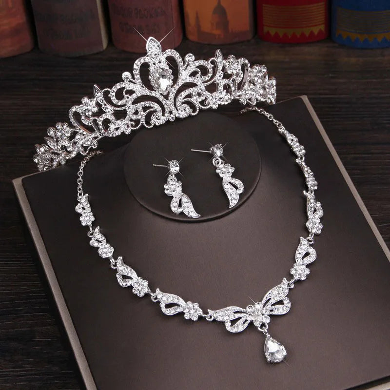 Women's Zinc Alloy Rhinestone Butterfly Bridal Crown Jewelry Sets