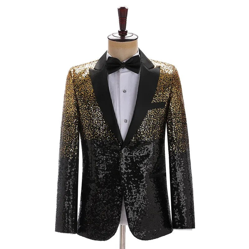 Men's Shawl Collar Long Sleeves Single Button Wedding Blazers