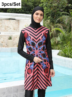 Women's Arabian Acetate Full Sleeves Floral Pattern Swimwear