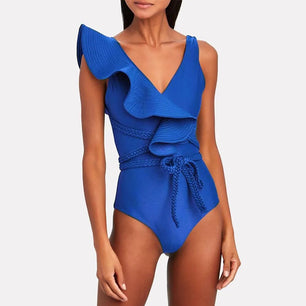 Women's Polyester V-Neck One-Piece Plain Sexy Bathing Swimwear