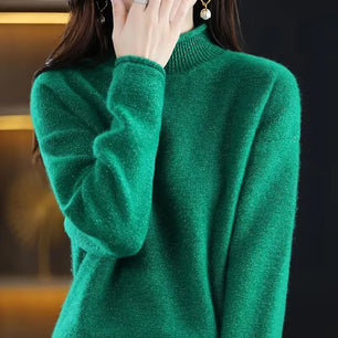 Women's Acrylic Turtleneck Full Sleeves Pullover Solid Sweater