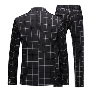 Men's Polyester Full Sleeves Single Breasted Plaid Wedding Blazer