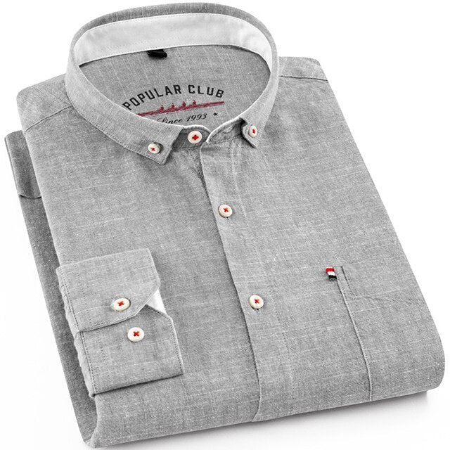 Men's Cotton Turn-Down Collar Single Breasted Formal Wear Shirt