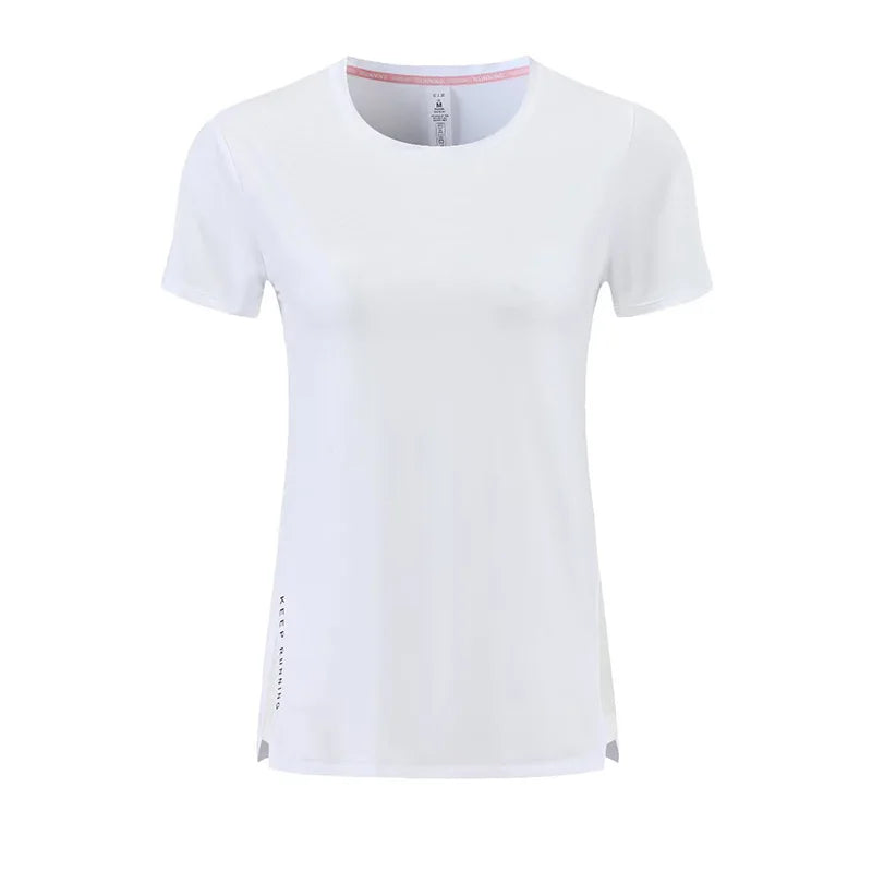 Women's Nylon Short Sleeves Solid Pattern Yoga Fitness Sport Tops