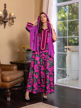 Women's Arabian Polyester Full Sleeve Printed Pattern Casual Dress