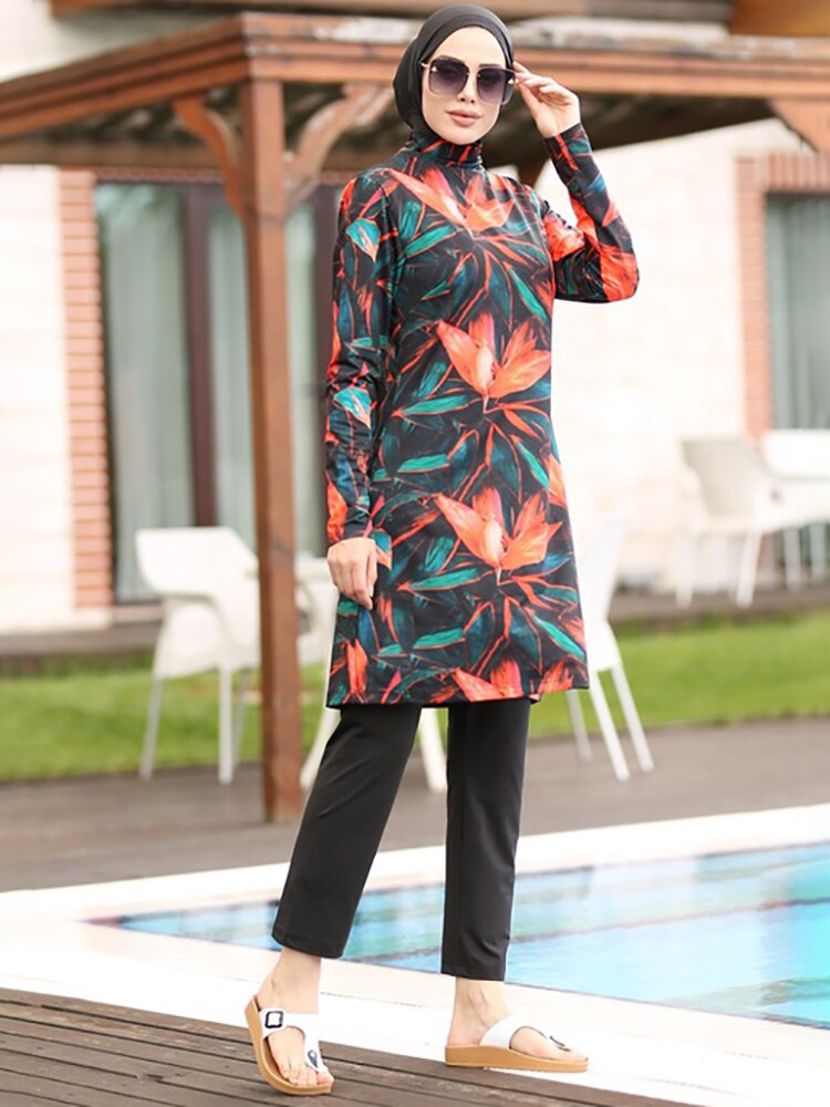 Women's Arabian Nylon Long Sleeves Modest Bathing Swimming Suit
