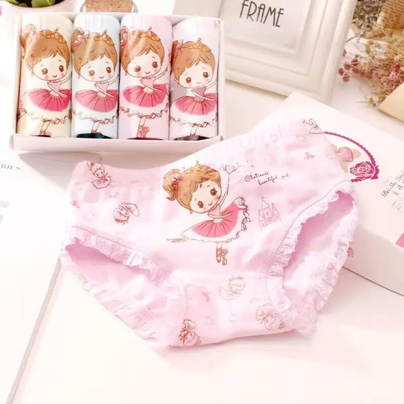 Kid's Girls 3Pcs Cotton Quick-Dry Cartoon Underwear Panties