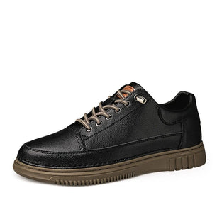 Men's Leather Lace-Up Closure Solid Pattern Elegant Casual Shoes