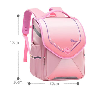 Kid's PU Zipper Closure Gradient Pattern Trendy School Backpack