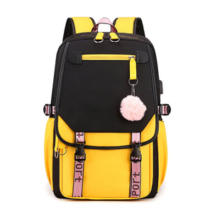 Kid's Polyester Zipper Closure Letter Pattern School Backpack