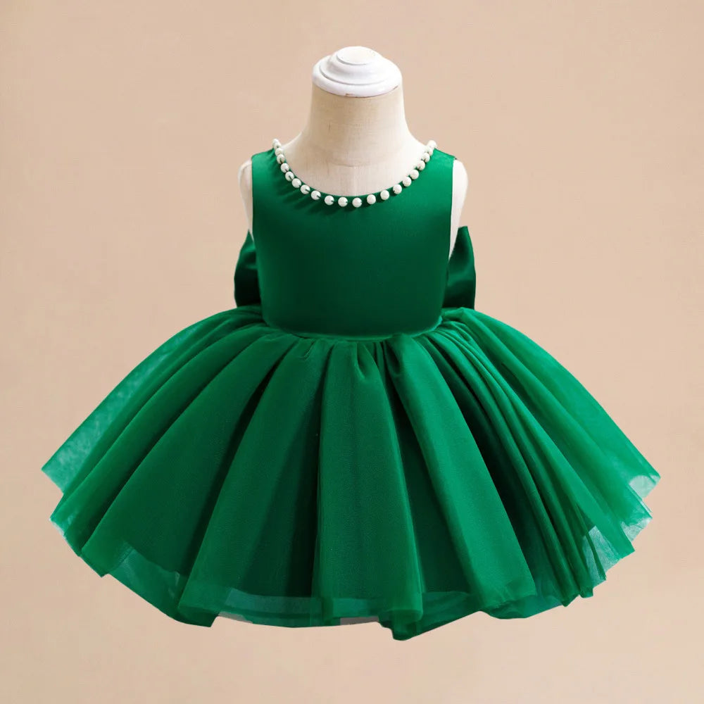 Kid's Girl Polyester O-Neck Sleeveless Pleated Pattern Dress