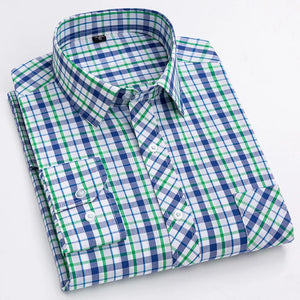 Men's 100% Cotton Single Breasted Full Sleeve Plaid Casual Shirt