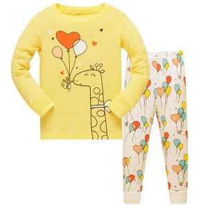 Kid's Girl Spandex O-Neck Long Sleeve Printed Sleepwear Set