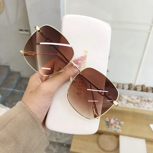 Women's Alloy Frame Square Shaped Vintage Mirror Sunglasses
