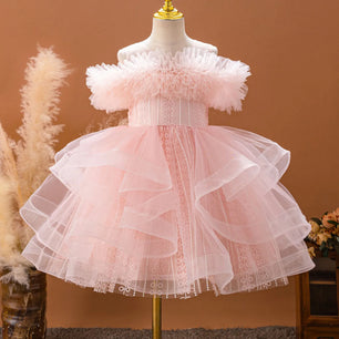 Kid's Girl Polyester Sleeveless Pleated Pattern Princess Dress