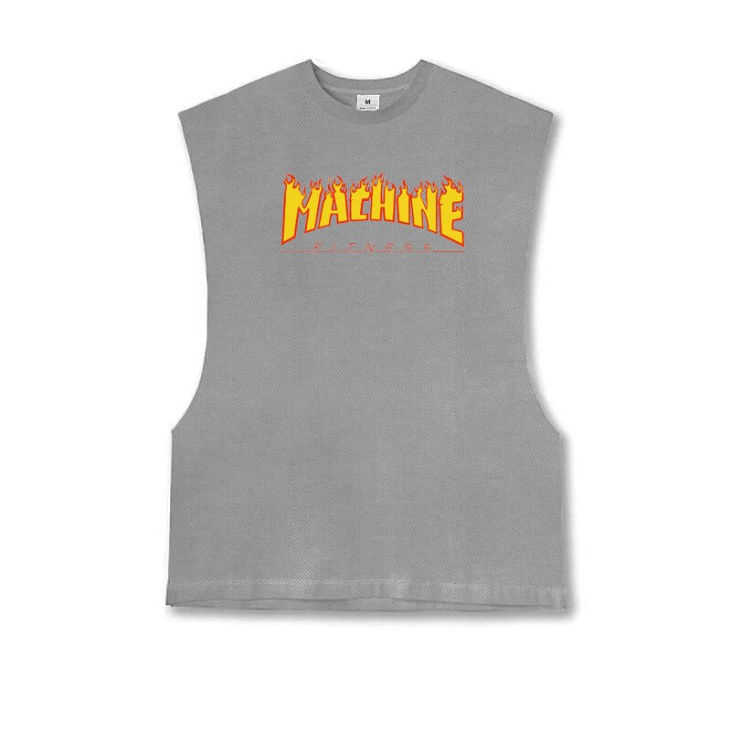 Men's Polyester Sleeveless Gym Fitness Running Workout Print Tops