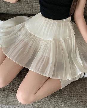 Women's Polyester High Waist Pleated Pattern Casual Wear Skirts