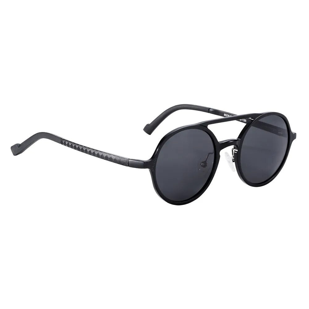 Men's Aluminium Magnesium Frame Polaroid Lenses Round Sunglasses