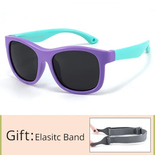 Kid's Acetate Frame Polycarbonate Lens Square Shaped Sunglasses