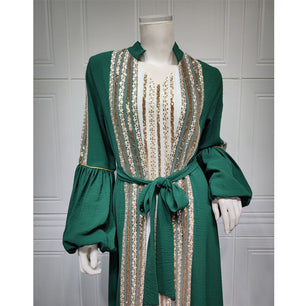 Women's Arabian V-Neck Polyester Full Sleeves Casual Wear Dress