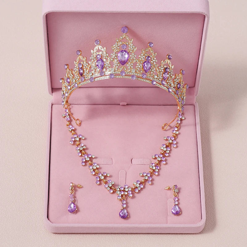 Women's Zinc Alloy Water Drop Bridal Wedding Crown Jewelry Sets