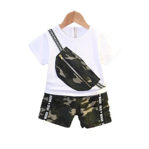 Kid's Boys Cotton Short Sleeves Camouflage Pattern Casual Clothes