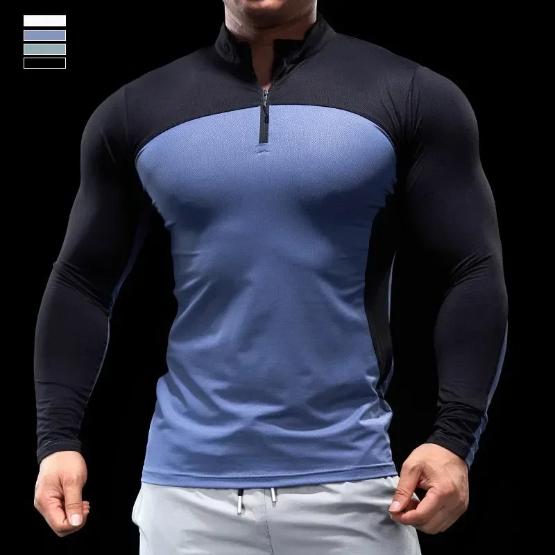 Men's Polyester Long Sleeve Pullover Closure Casual T-Shirt