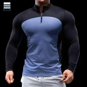 Men's Polyester Long Sleeve Pullover Closure Casual T-Shirt