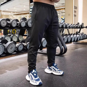 Men's Polyester Drawstring Closure Fitness Gymwear Trousers