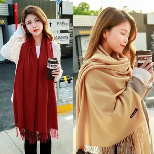 Women's Acrylic Neck Wrap Solid Pattern Trendy Elegant Scarf