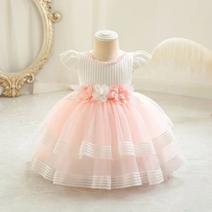 Kid's Girl Polyester Short Sleeves Patchwork Pattern Princess Dress