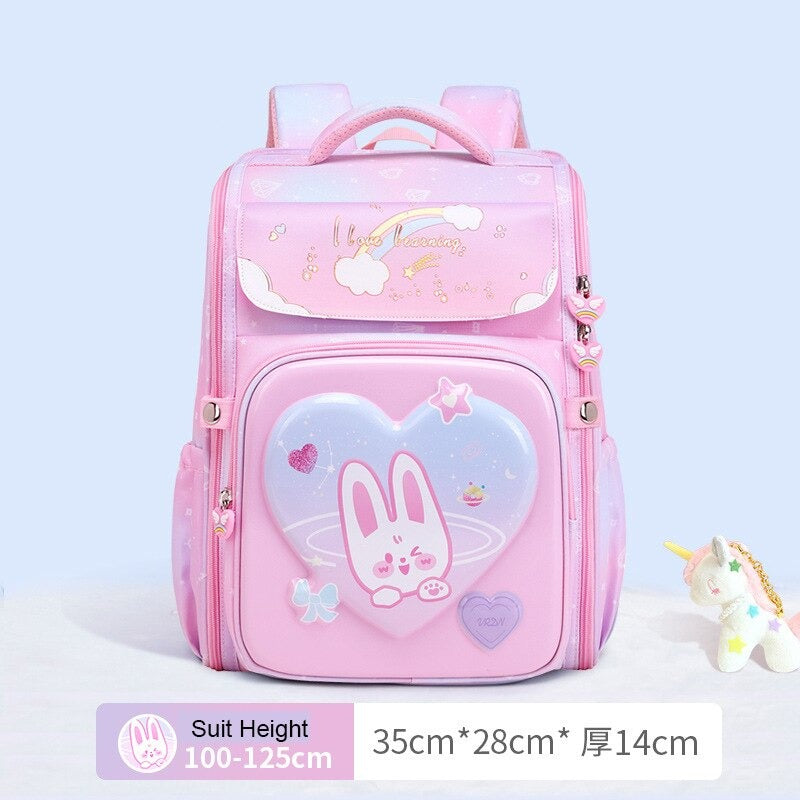 Kid's Girl Polyester Zipper Closure Cartoon Pattern School Backpack