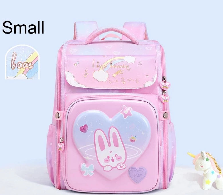 Kid's Girl Polyester Zipper Closure Rabbit Pattern School Backpack