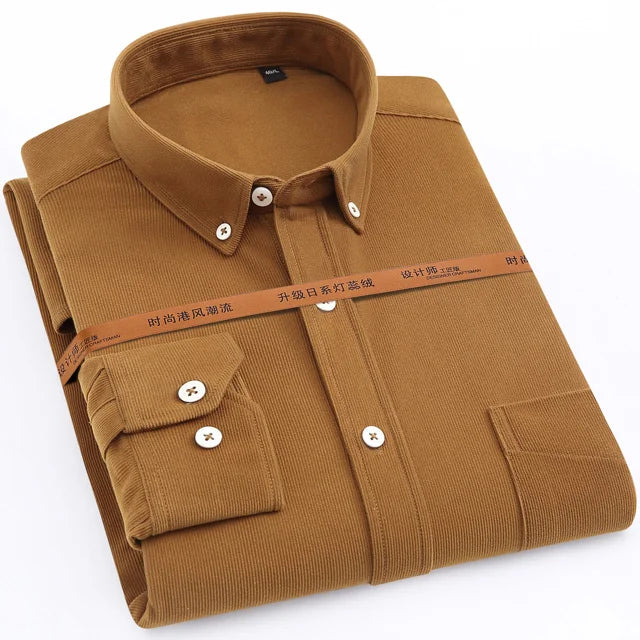 Men's Polyester Turn-Down Collar Full Sleeve Single Breasted Shirt