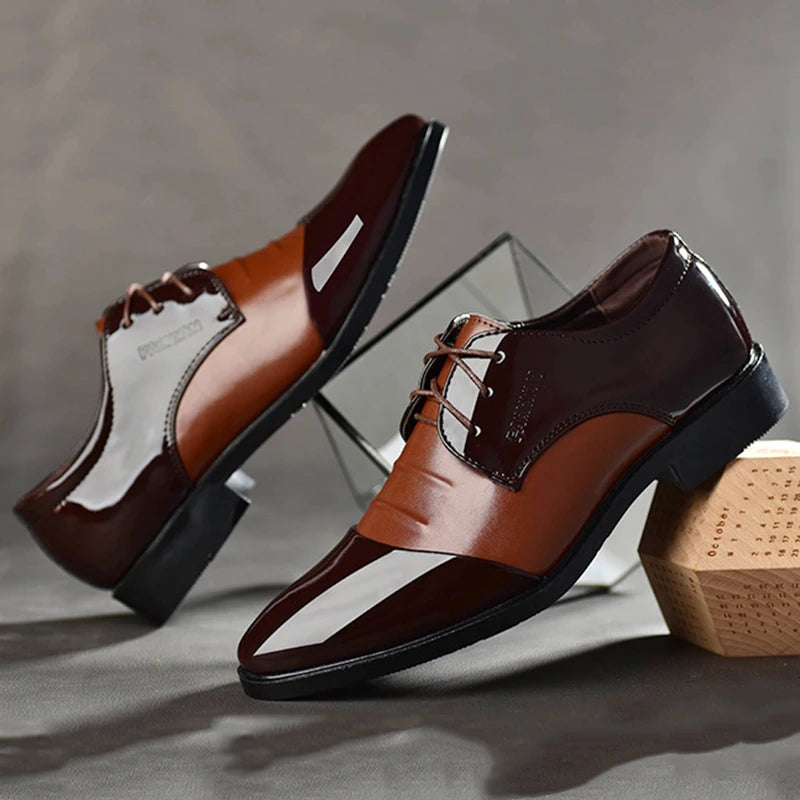 Men's PU Pointed Toe Lace-Up Closure Solid Formal Wedding Shoes