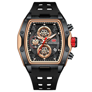 Men's Alloy Case Buckle Clasp Tonneau Shaped Quartz Wrist Watch