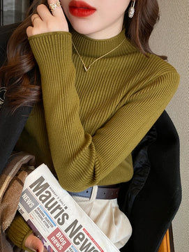 Women's Acrylic Turtleneck Full Sleeves Knitted Pullover Sweater