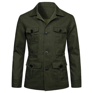 Men's Cotton Turn-Down Collar Full Sleeves Single Breasted Jacket